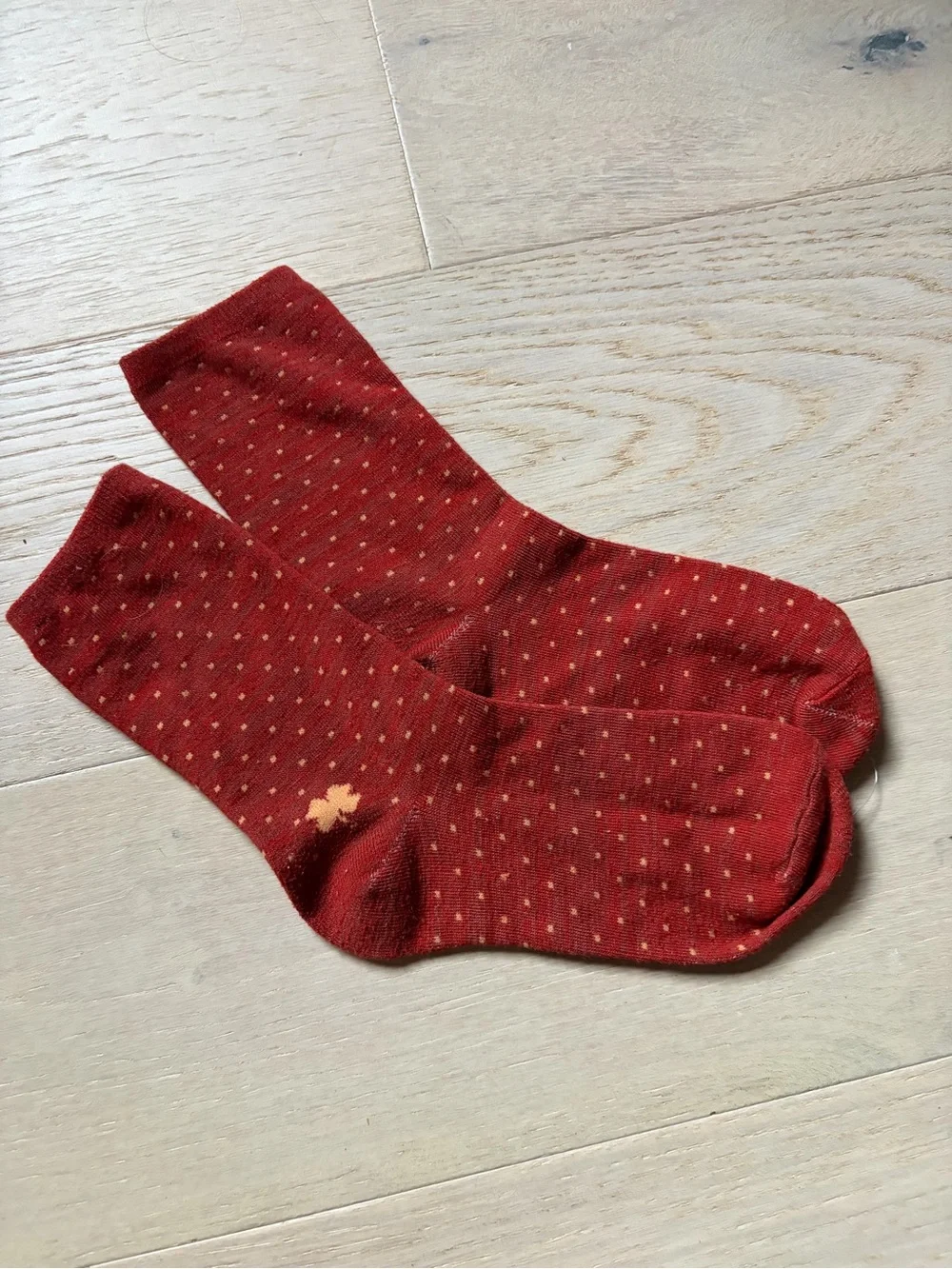 Red Women’s Cotton/Wool Blend Crew Socks - Polka Dot